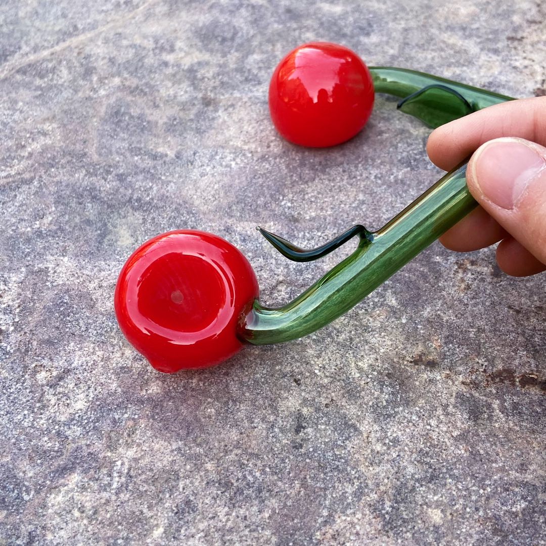 4 Inch Cherry Glass Hand Pipe Spoon