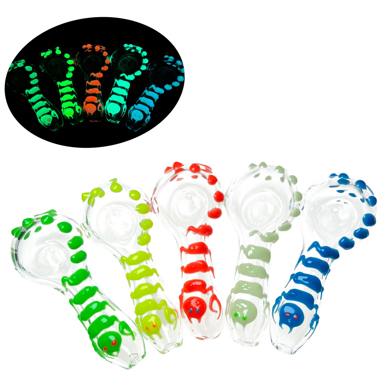 4 Inch Scorpion Glass Blown Hand Pipe Glow In The Dark